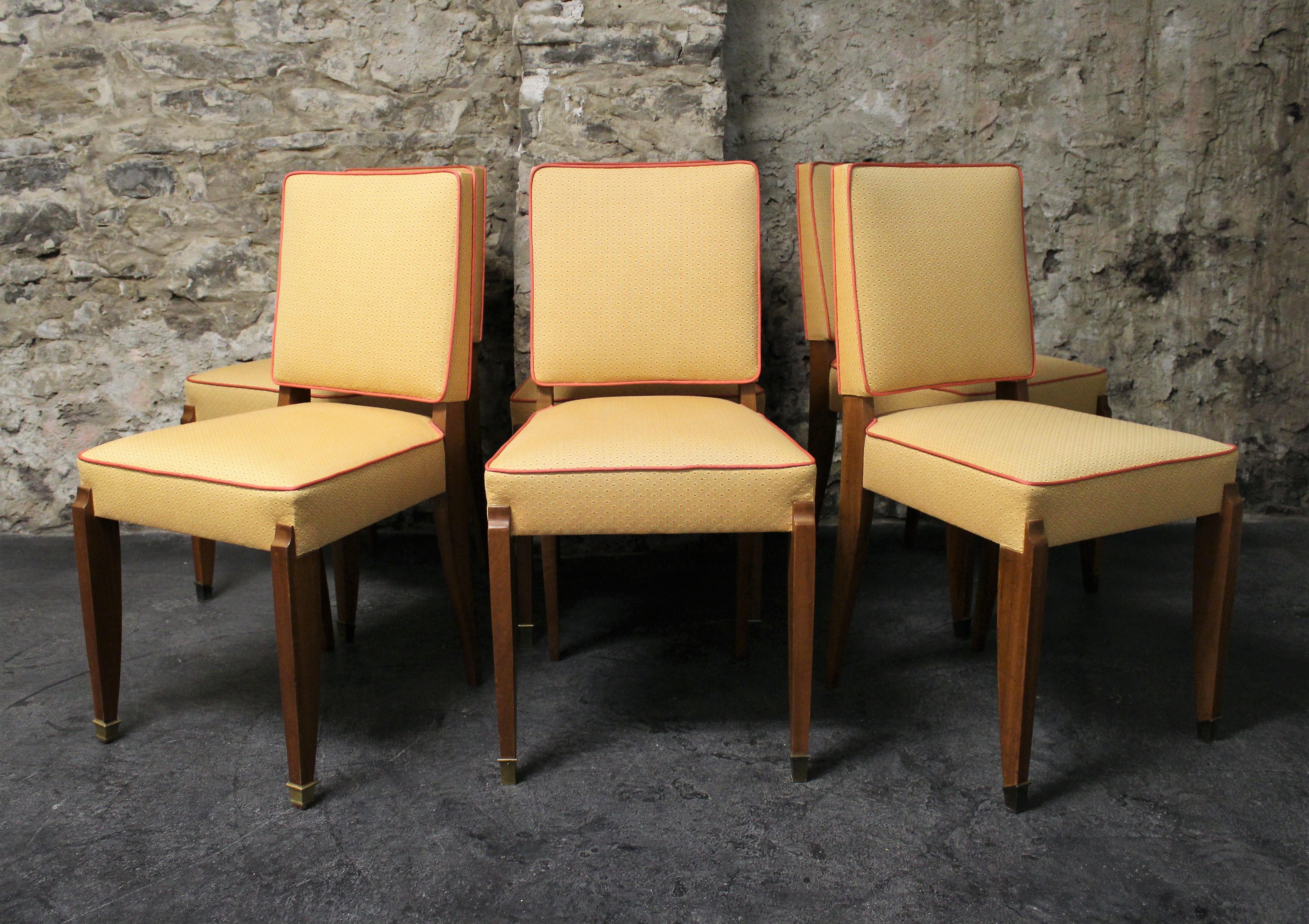 Early 20th Century Six French Art Deco Dining Room Chairs