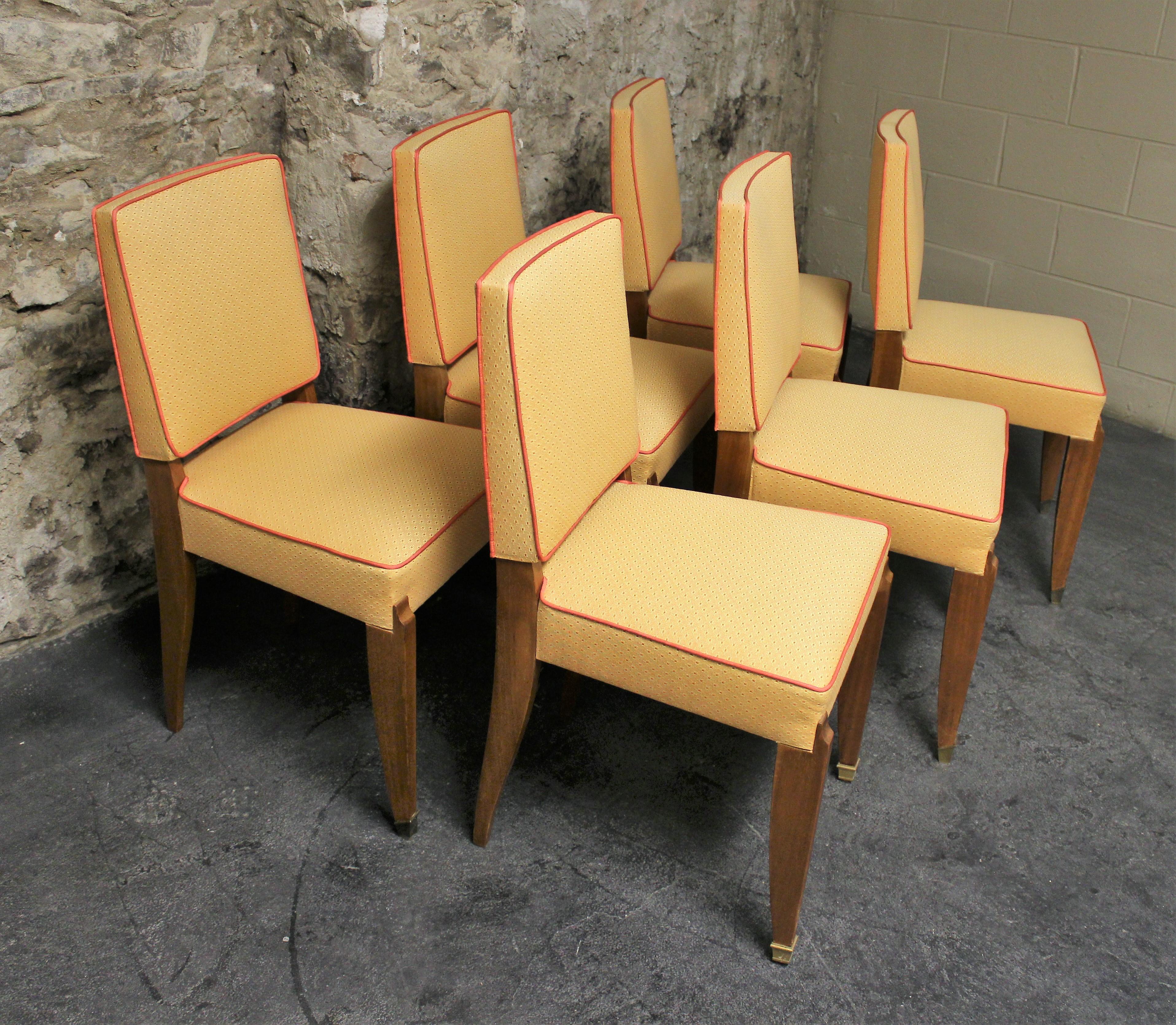 Mahogany Six French Art Deco Dining Room Chairs