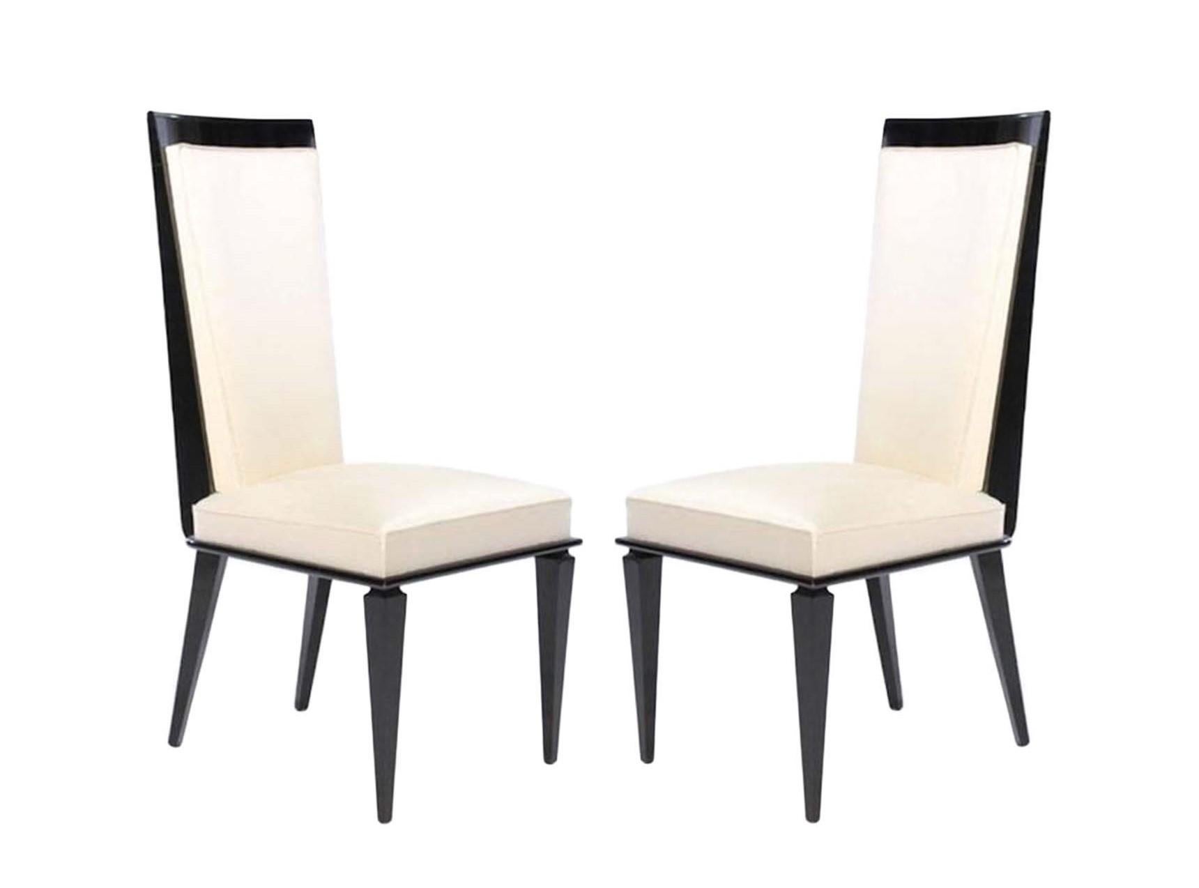 Six French Art Deco Lacquered Dining Chairs In Good Condition In Dallas, TX