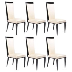Six French Art Deco Lacquered Dining Chairs