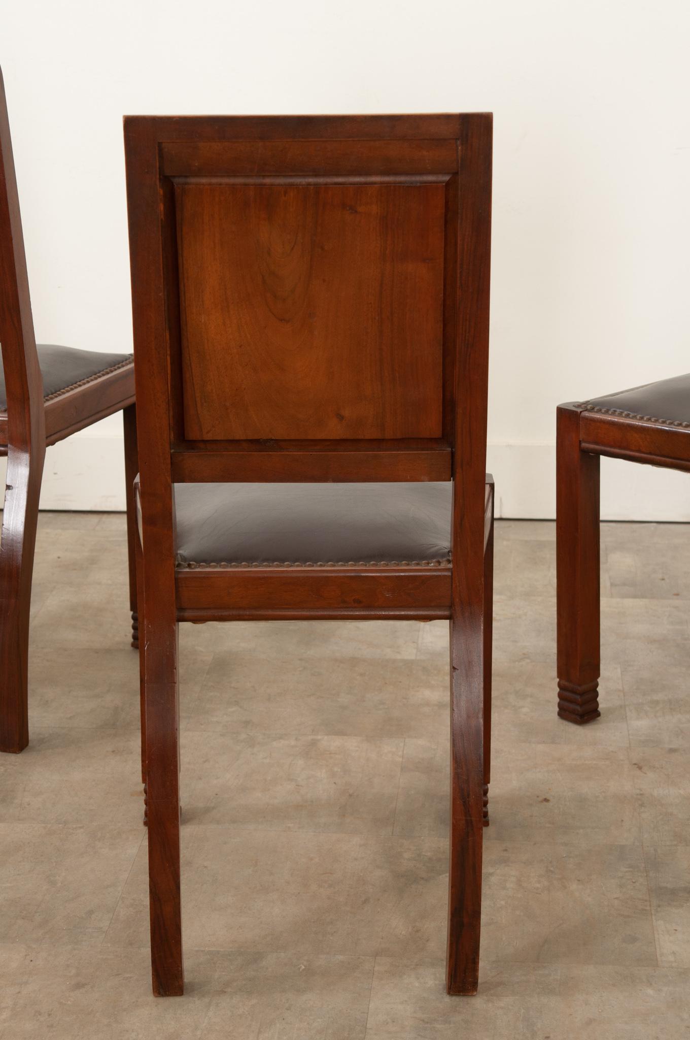 Six French Art Deco Walnut Dining Chairs 10