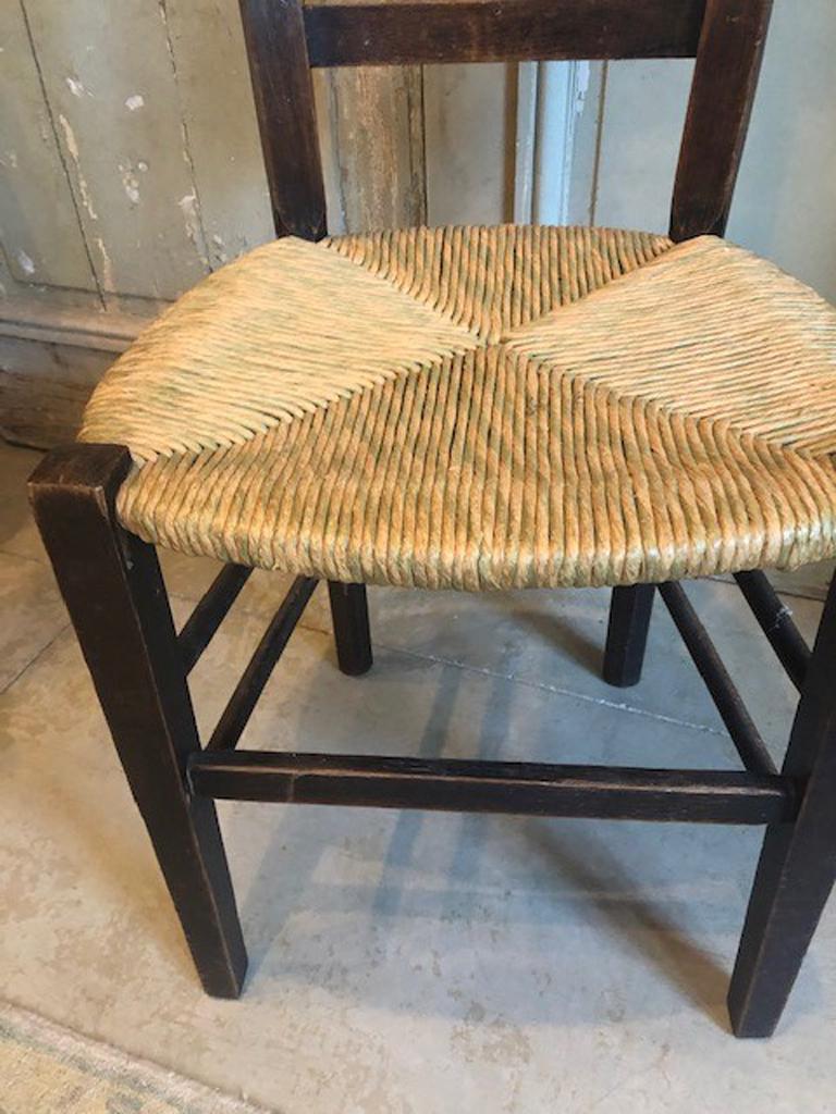 Six French Carved Walnut Rushseat Dining Chairs 1