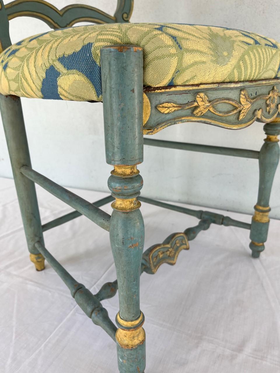 Six French Country Ladderback Painted Dining Chairs Early 19th Century For Sale 5