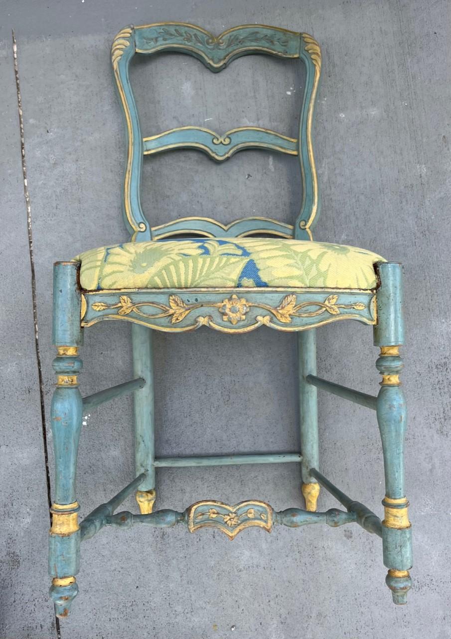 Six French Country Ladderback Painted Dining Chairs Early 19th Century In Good Condition For Sale In Vero Beach, FL