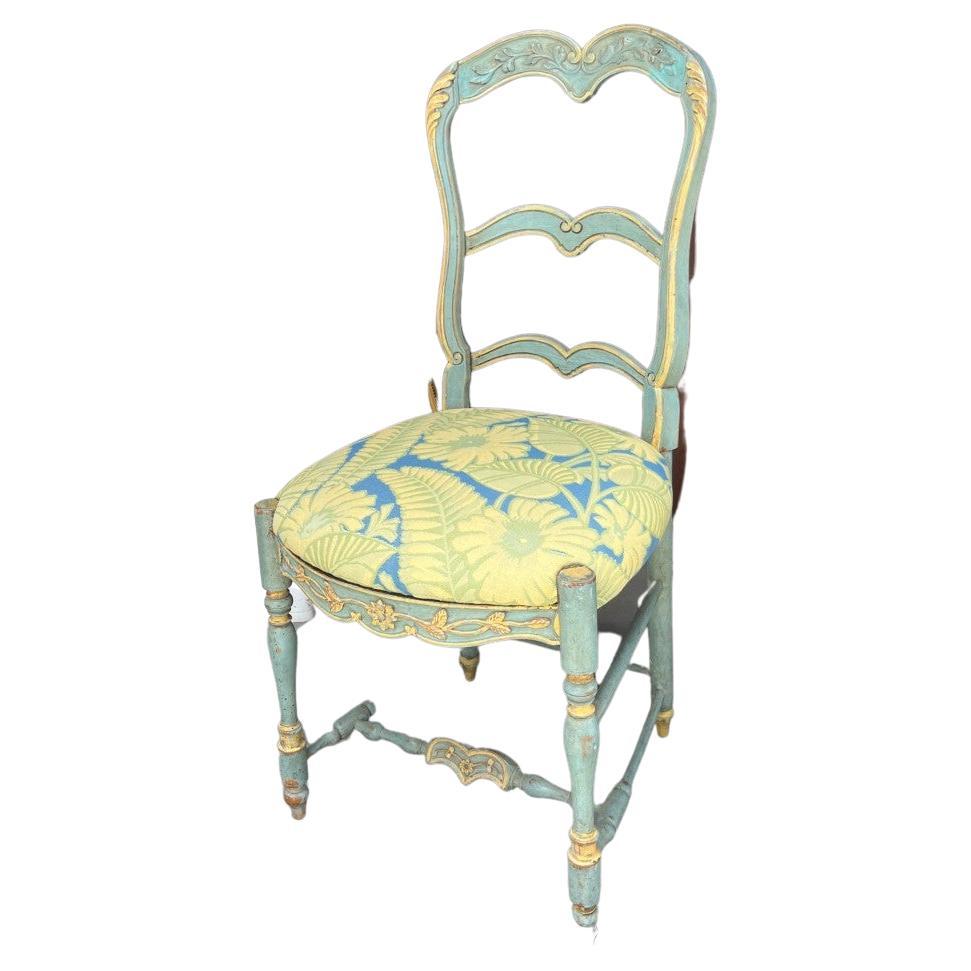 Fruitwood Six French Country Ladderback Painted Dining Chairs Early 19th Century For Sale