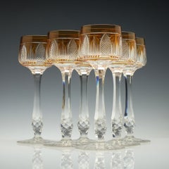 Six French Cut Hock Glasses, circa 1900