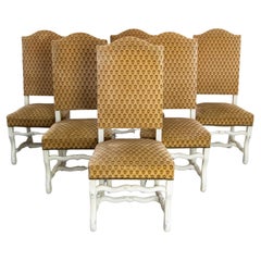 Six French Dining Chairs Beech Os de Mouton Louis XIII St. Refinished circa 1960