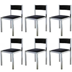 Six French Dining Chairs Midcentury Chrome