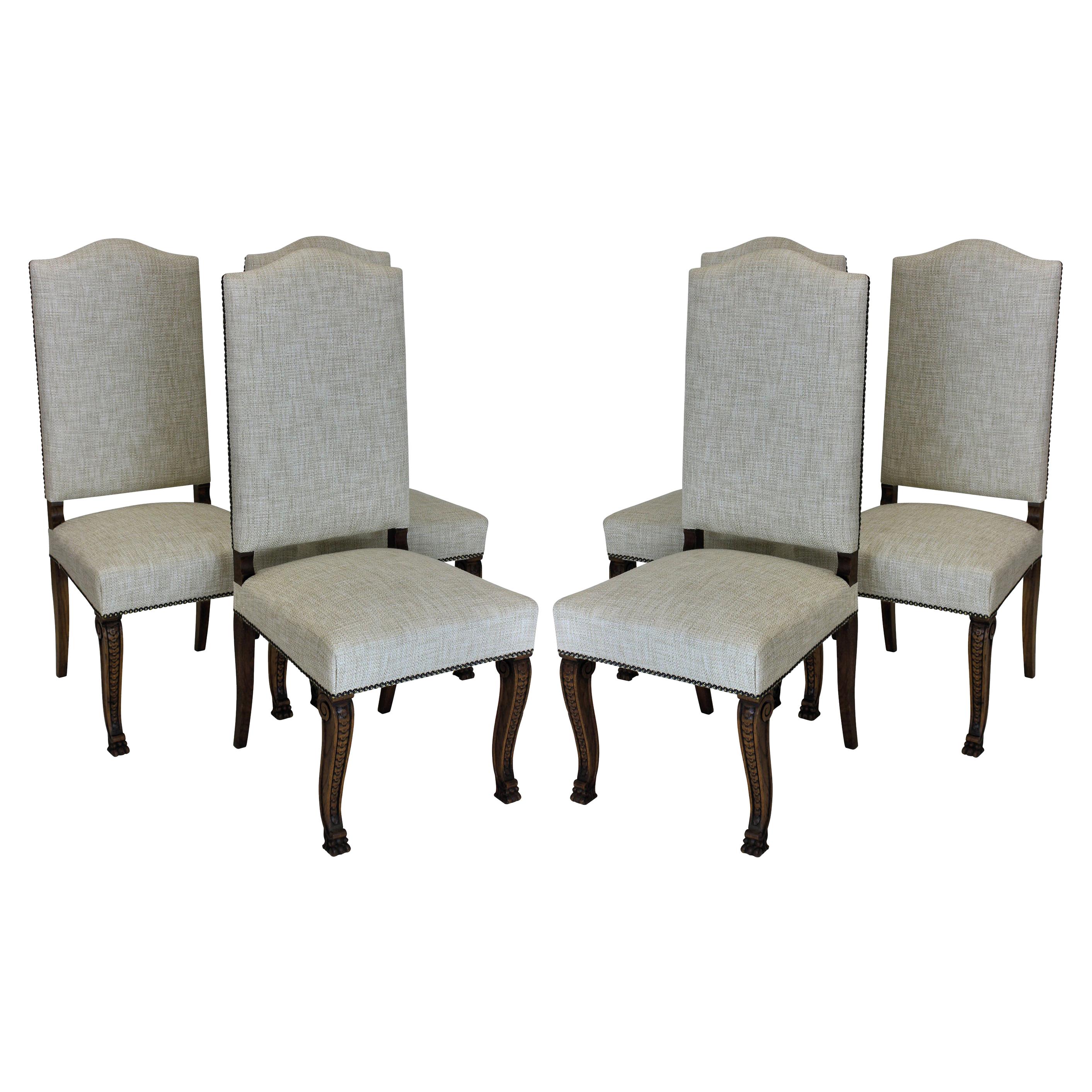 Six French High Back Dining Chairs