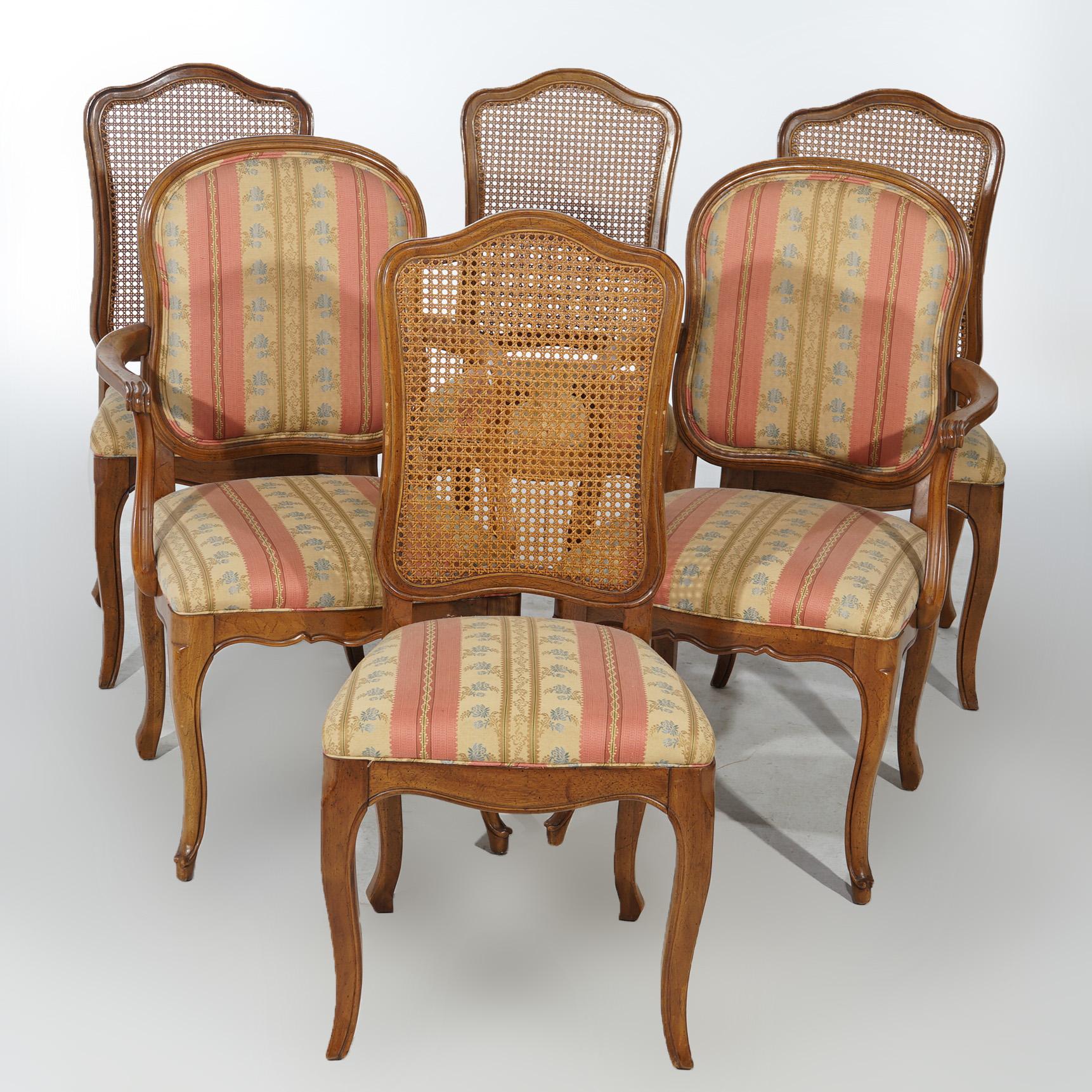 Six French Louis XIV Style Mahogany & Cane Dining Chairs 20th C For Sale 1