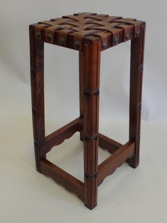 Set 6 French Modern Craftsman Leather Strap Bar Stools, Jean Michel Frank 1940