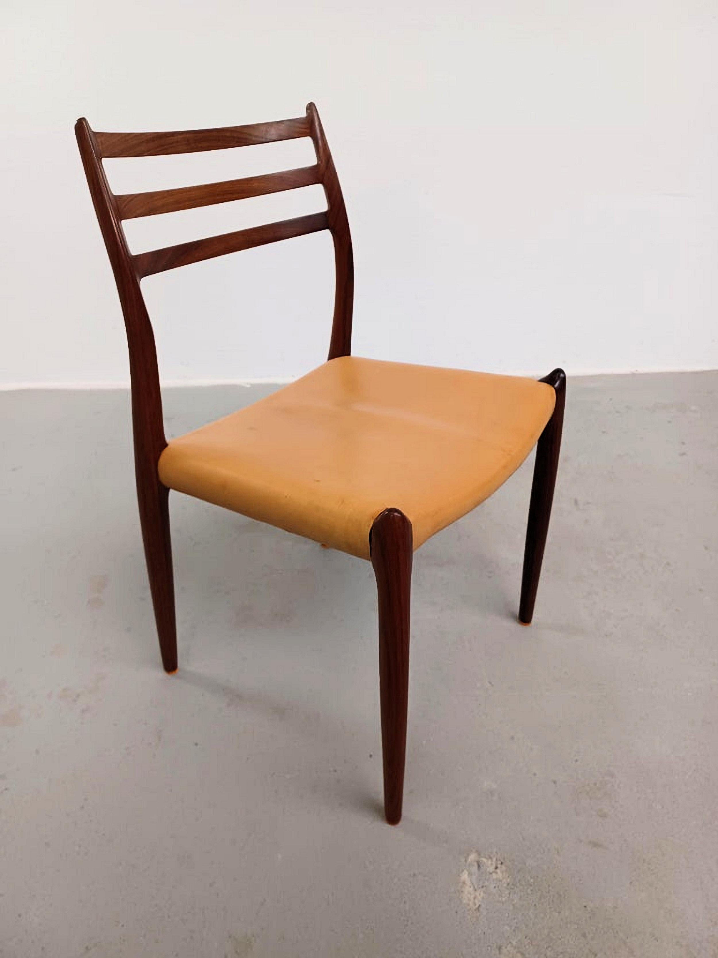 Six Danish N. O. Moller Rosewood Dining Chairs For Sale 5