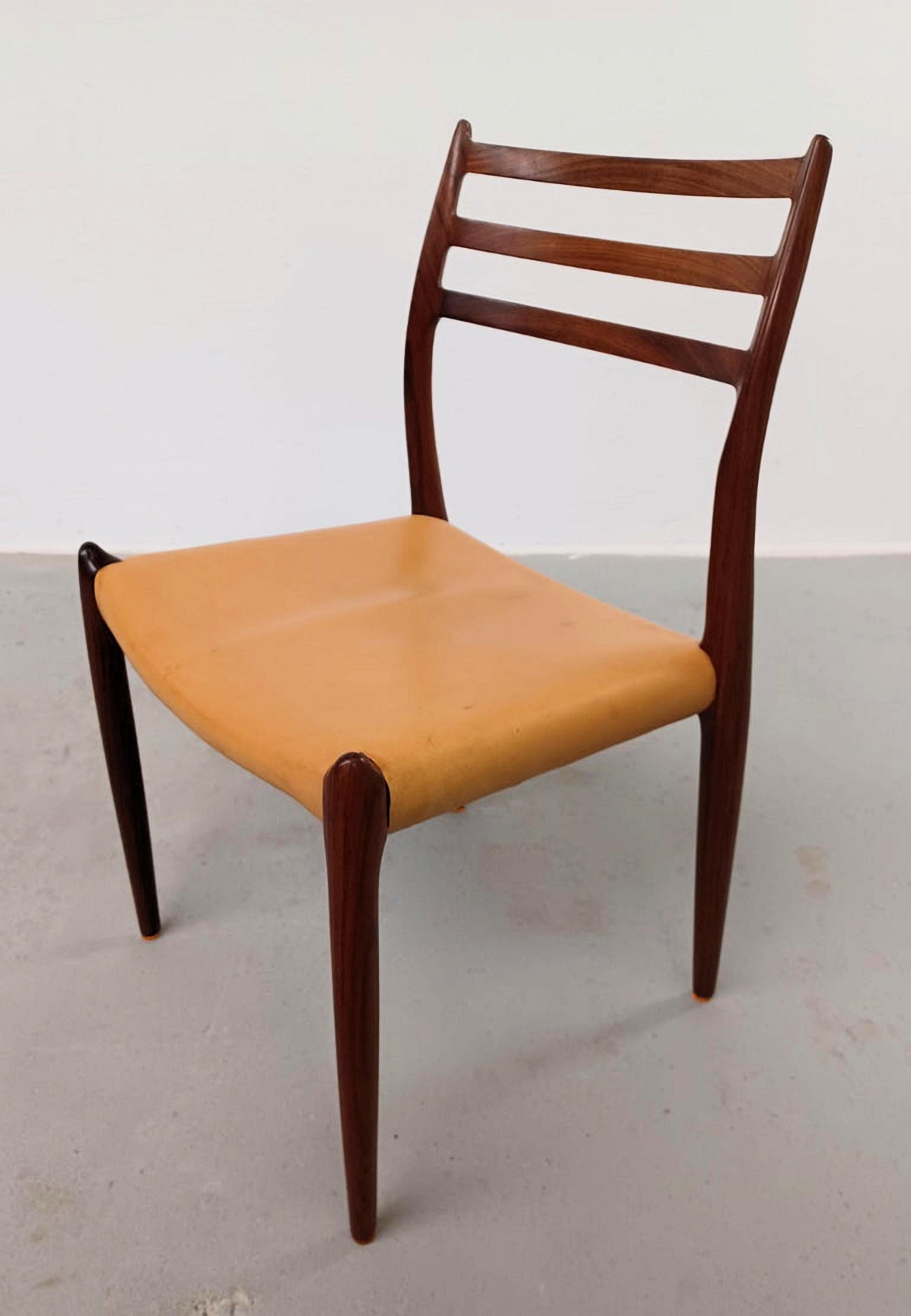 Six Danish N. O. Moller Rosewood Dining Chairs In Good Condition For Sale In Knebel, DK
