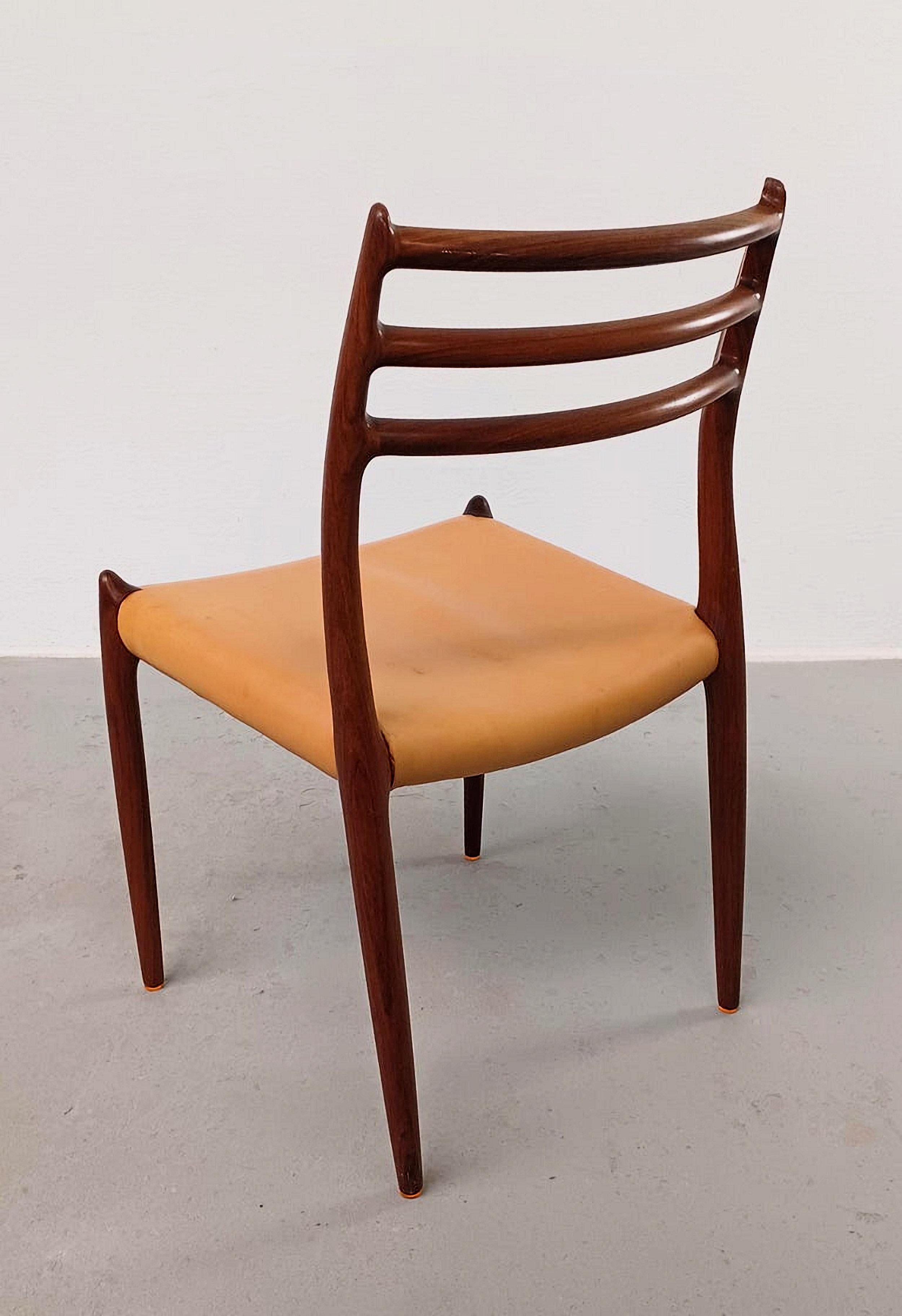 Six Danish N. O. Moller Rosewood Dining Chairs For Sale 1