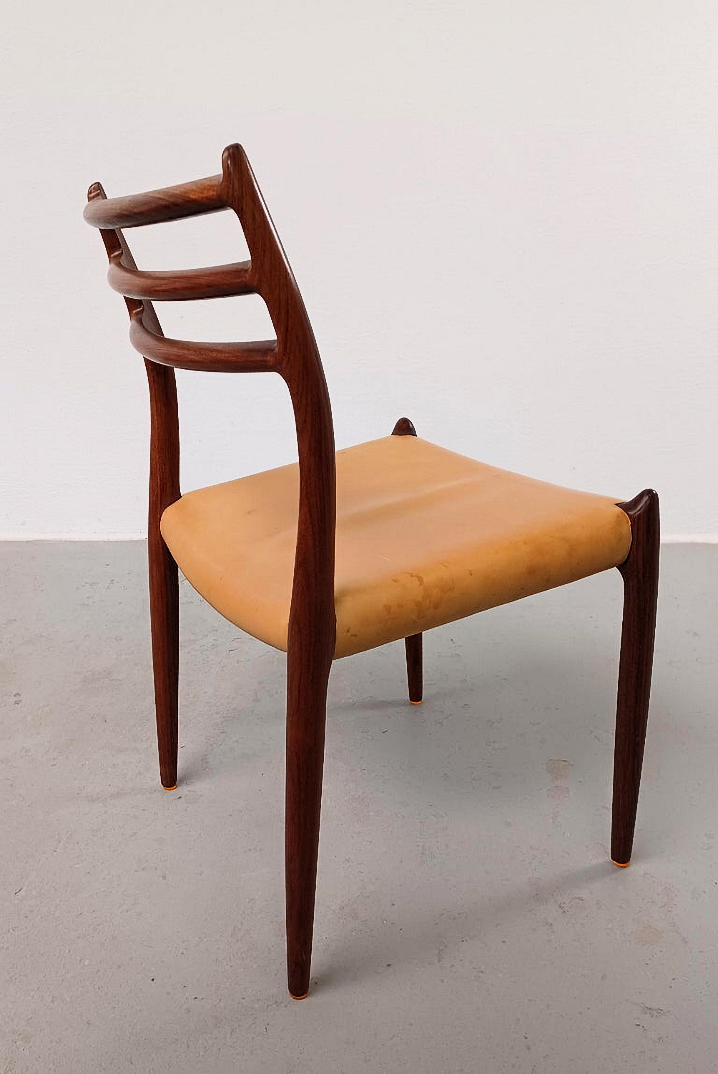 Six Danish N. O. Moller Rosewood Dining Chairs For Sale 3