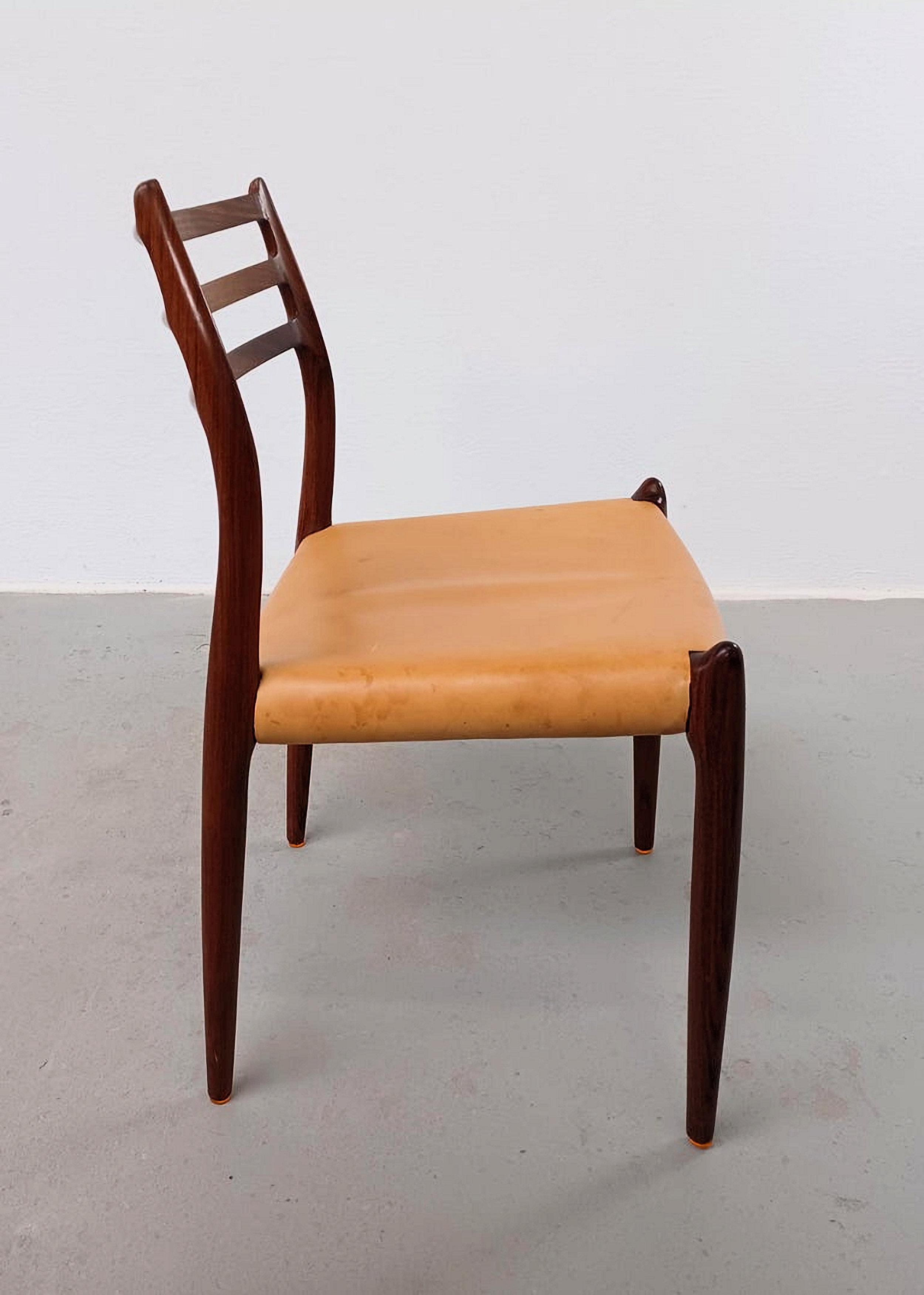 Six Danish N. O. Moller Rosewood Dining Chairs For Sale 4