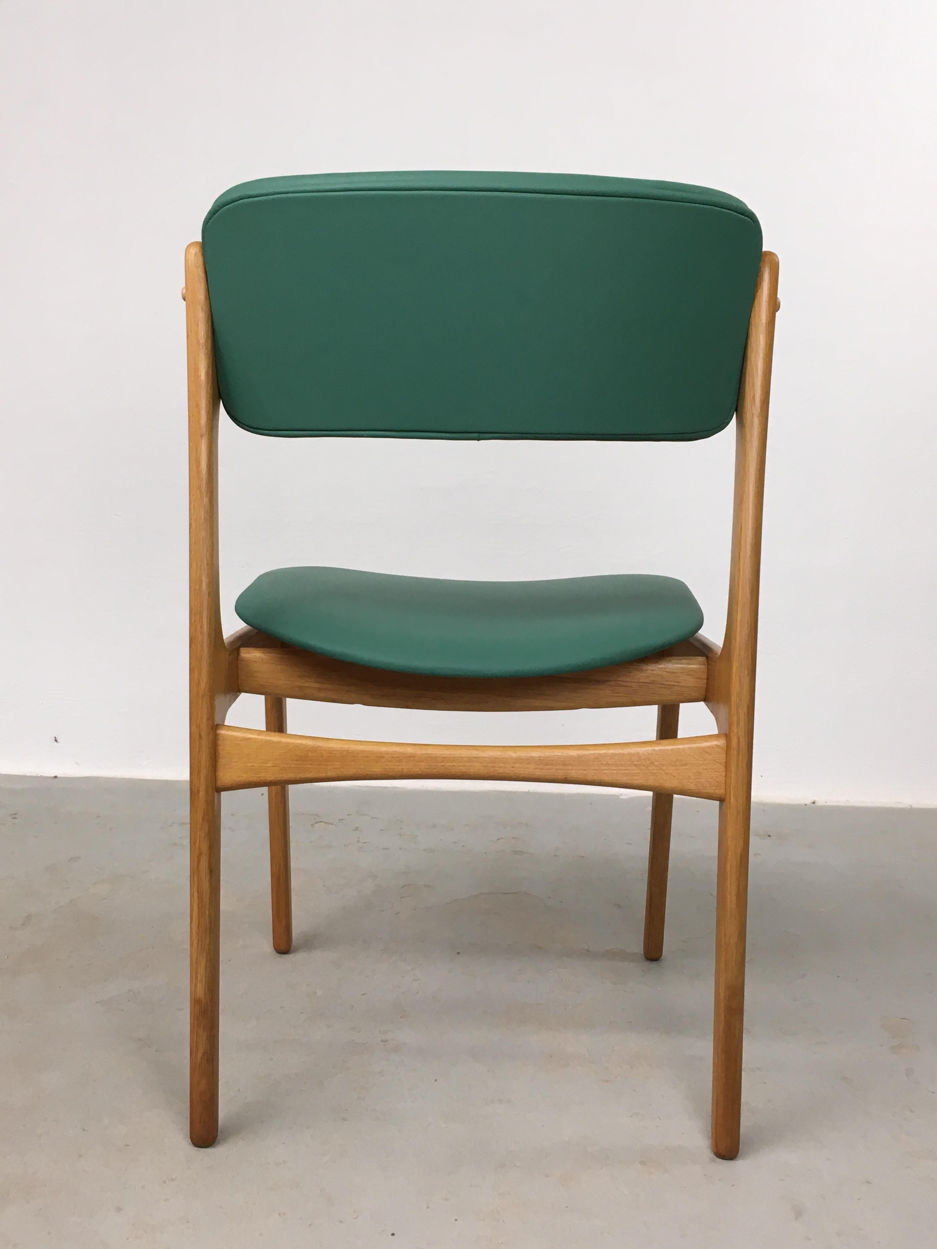 1960's Six Fully Restored Danish Erik Buch Oak Dining Chairs Custom Upholstery For Sale 12