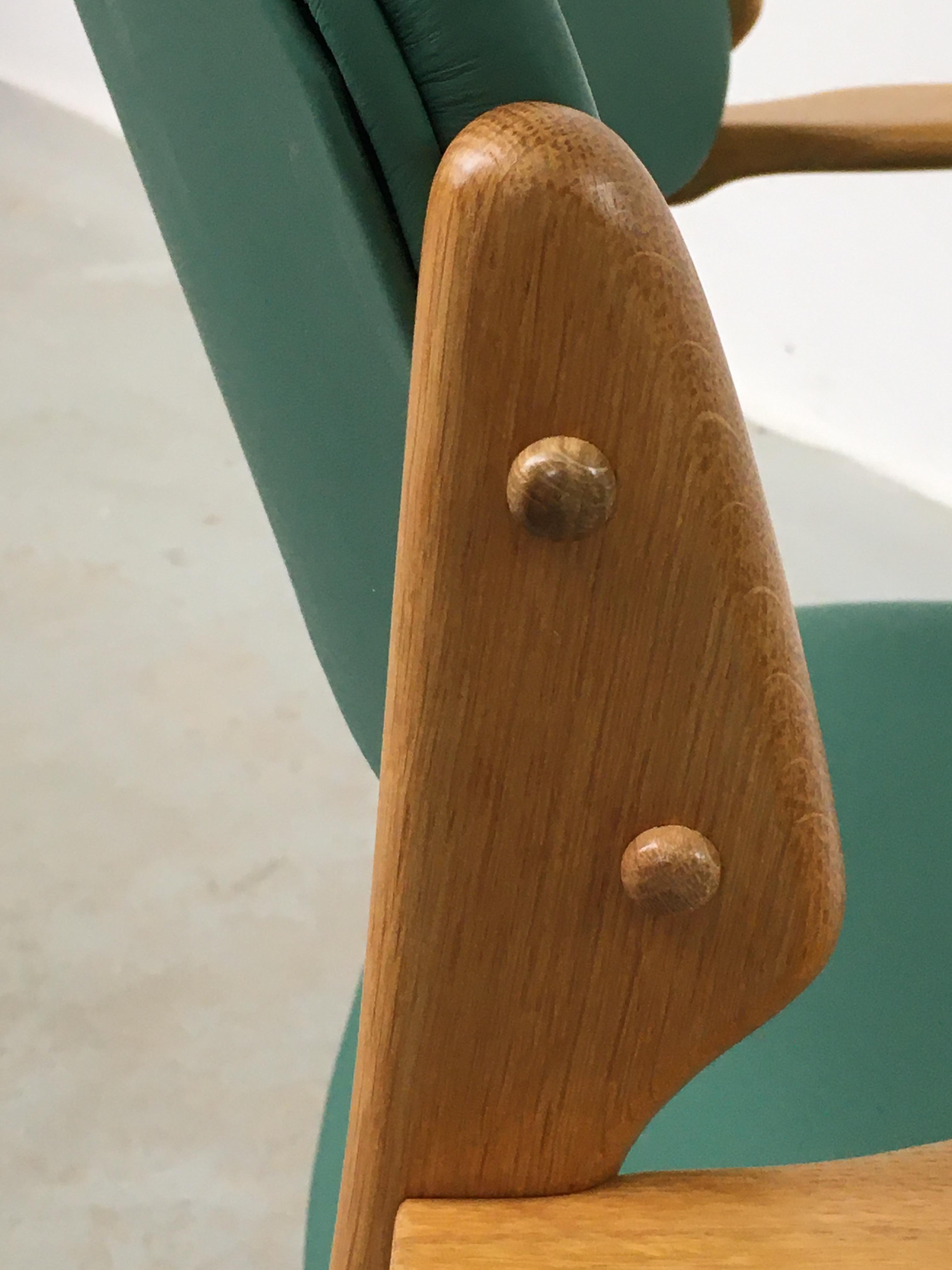 1960's Six Fully Restored Danish Erik Buch Oak Dining Chairs Custom Upholstery For Sale 13