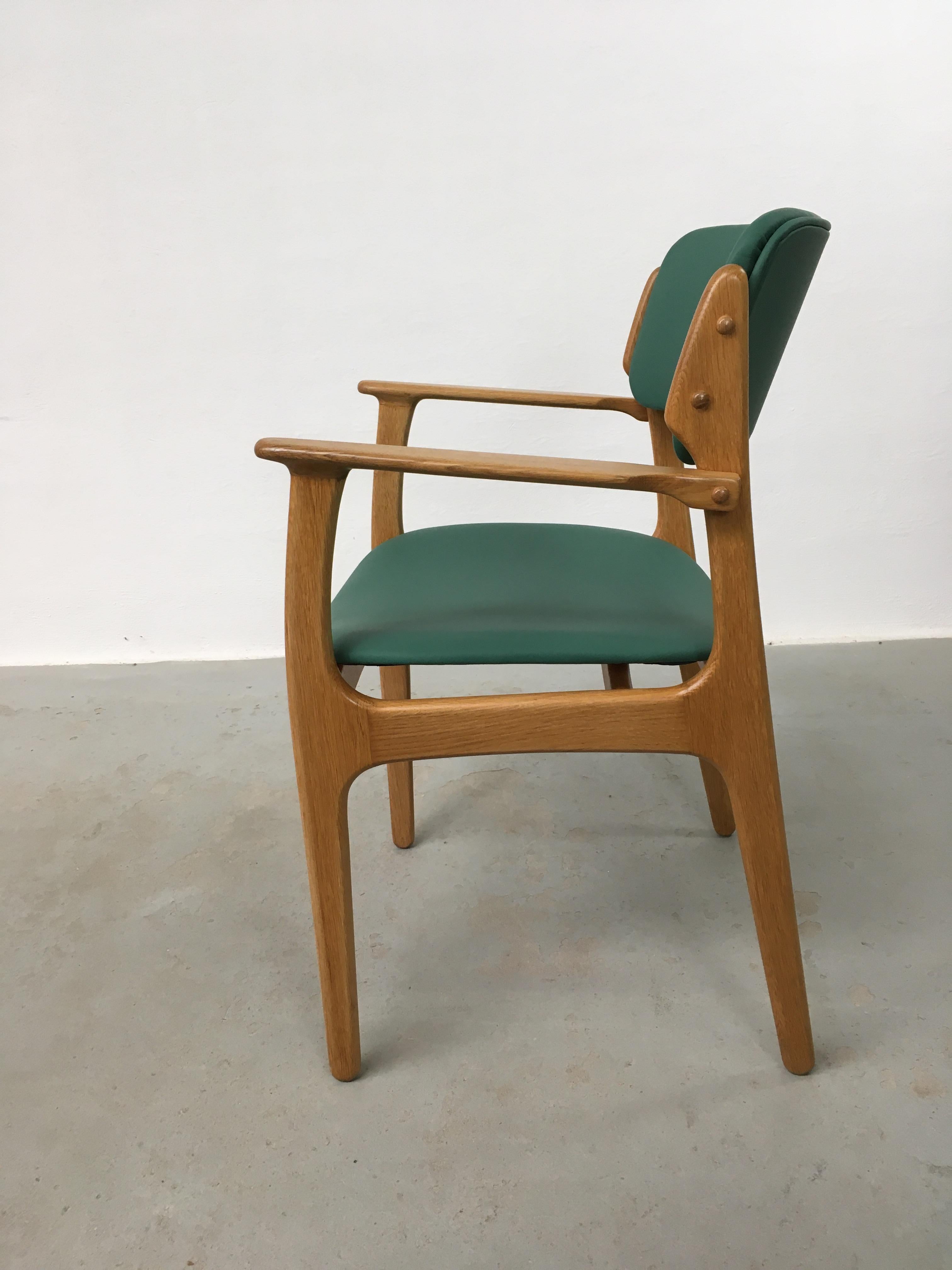 Mid-20th Century 1960's Six Fully Restored Danish Erik Buch Oak Dining Chairs Custom Upholstery For Sale