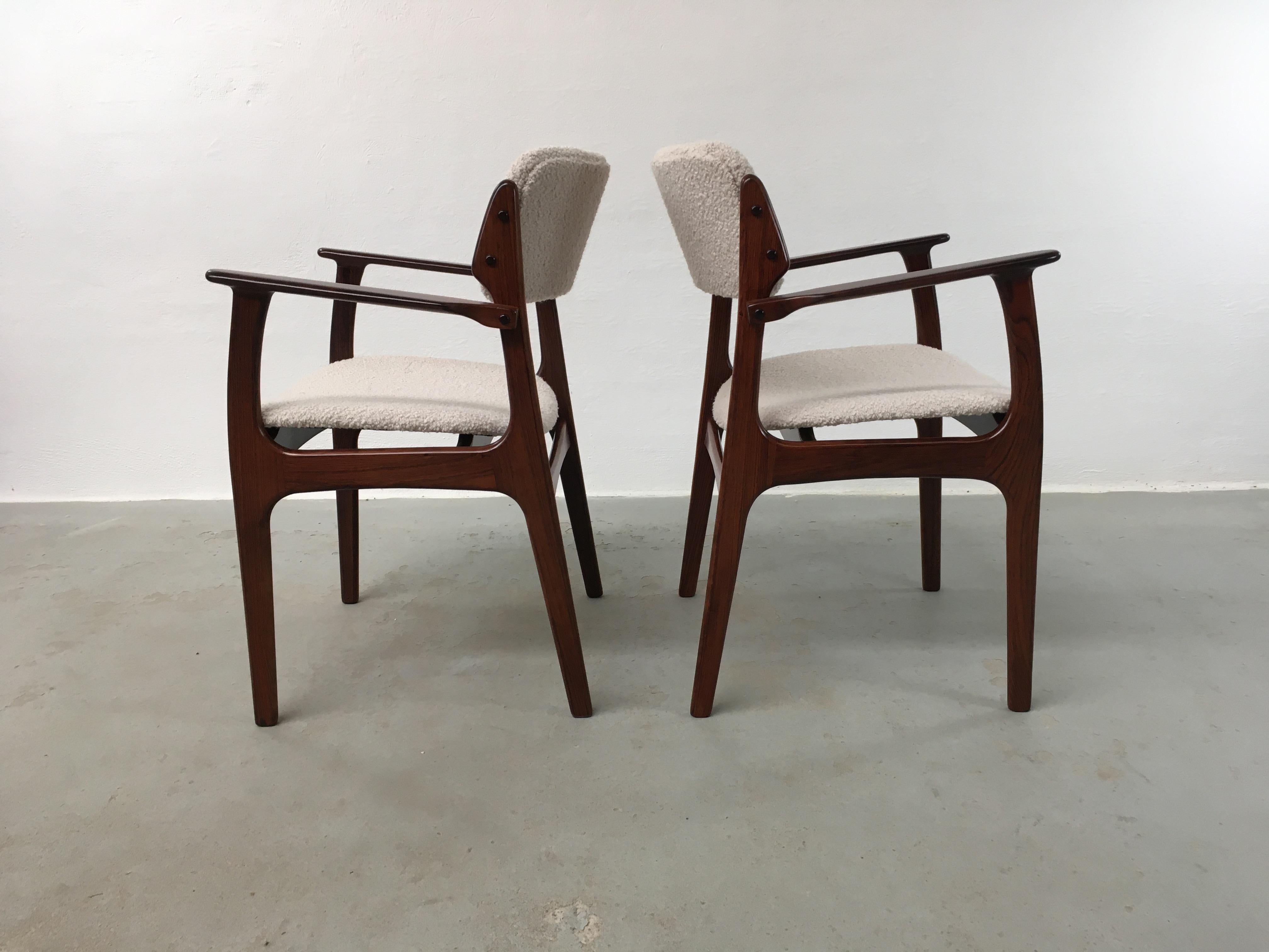 Six Fully Restored Erik Buch Rosewood Dining Chairs, Custom Reupholstery For Sale 4