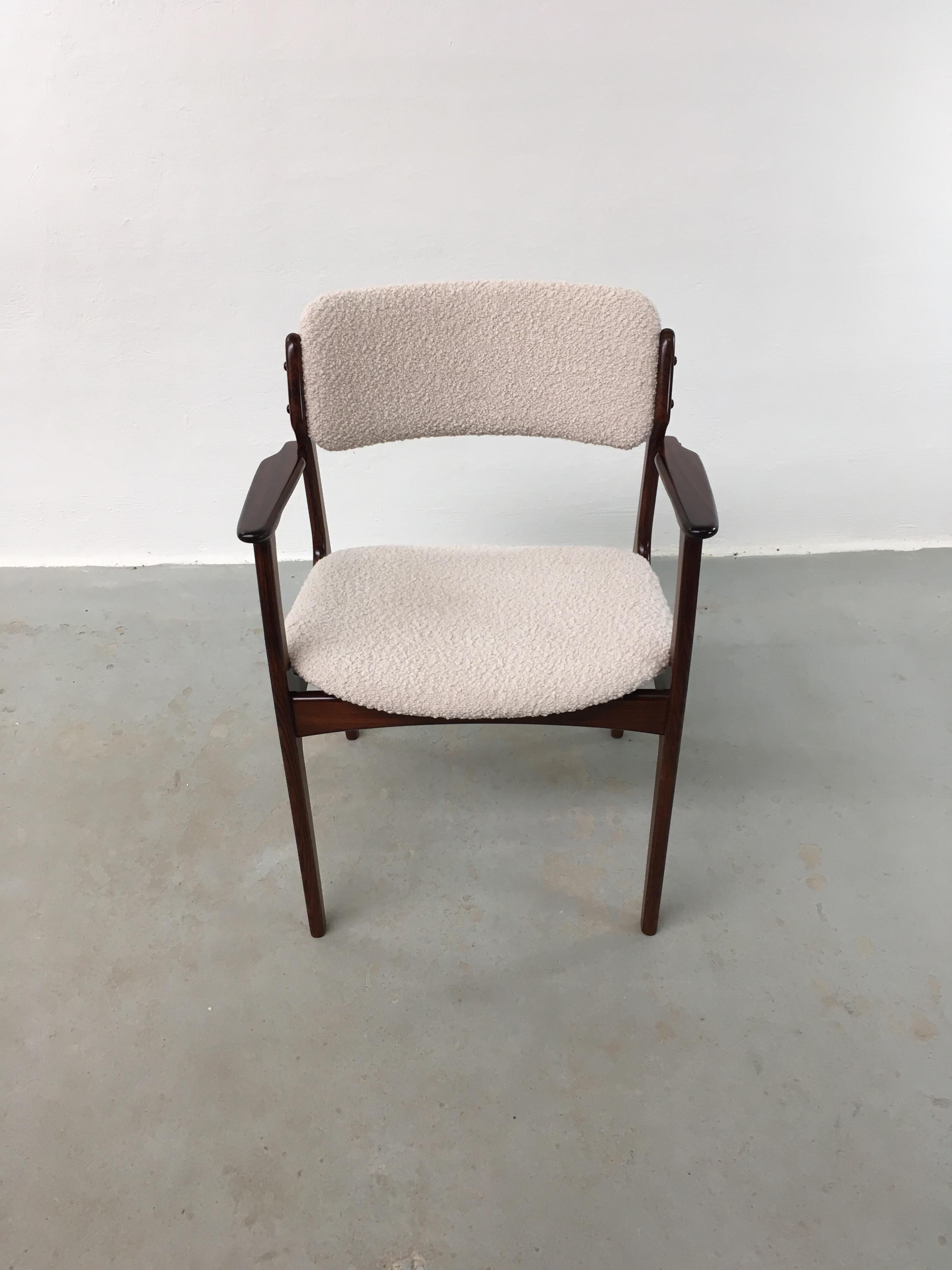 Six Fully Restored Erik Buch Rosewood Dining Chairs, Custom Reupholstery For Sale 5