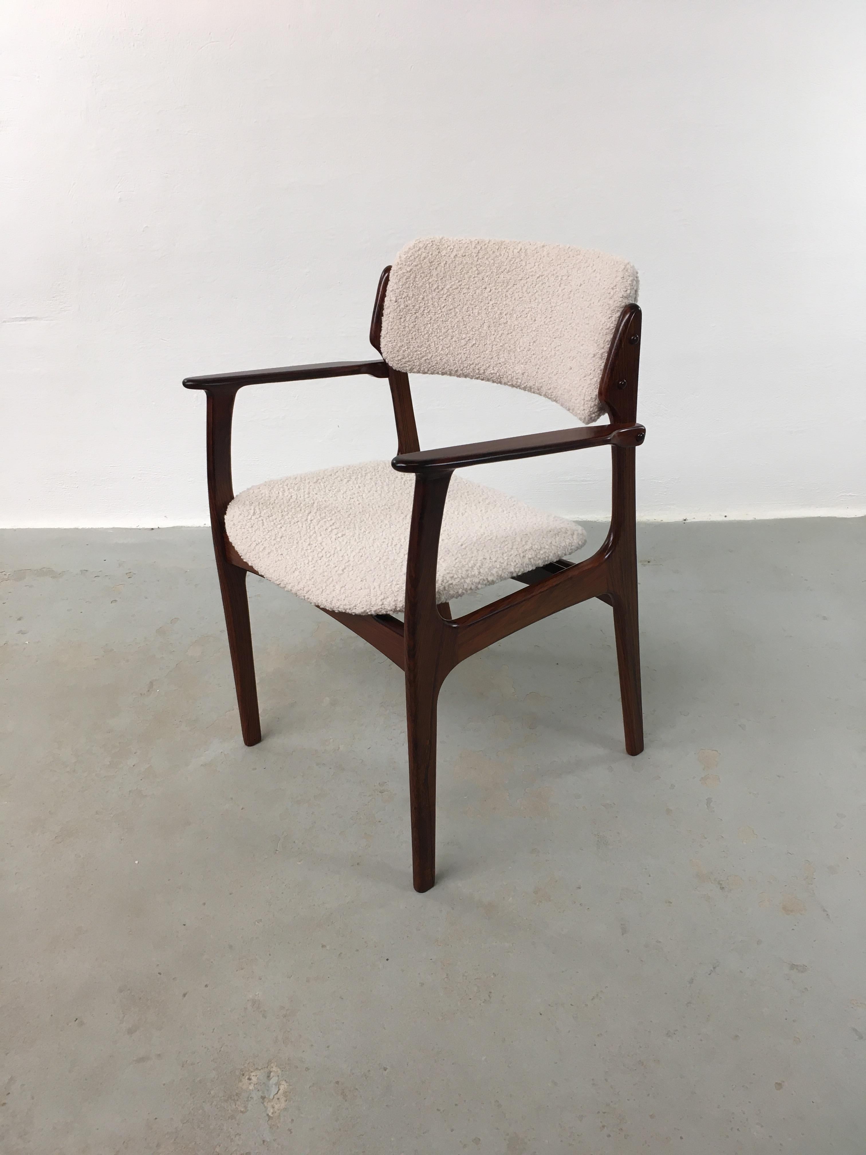 Six Fully Restored Erik Buch Rosewood Dining Chairs, Custom Reupholstery For Sale 6