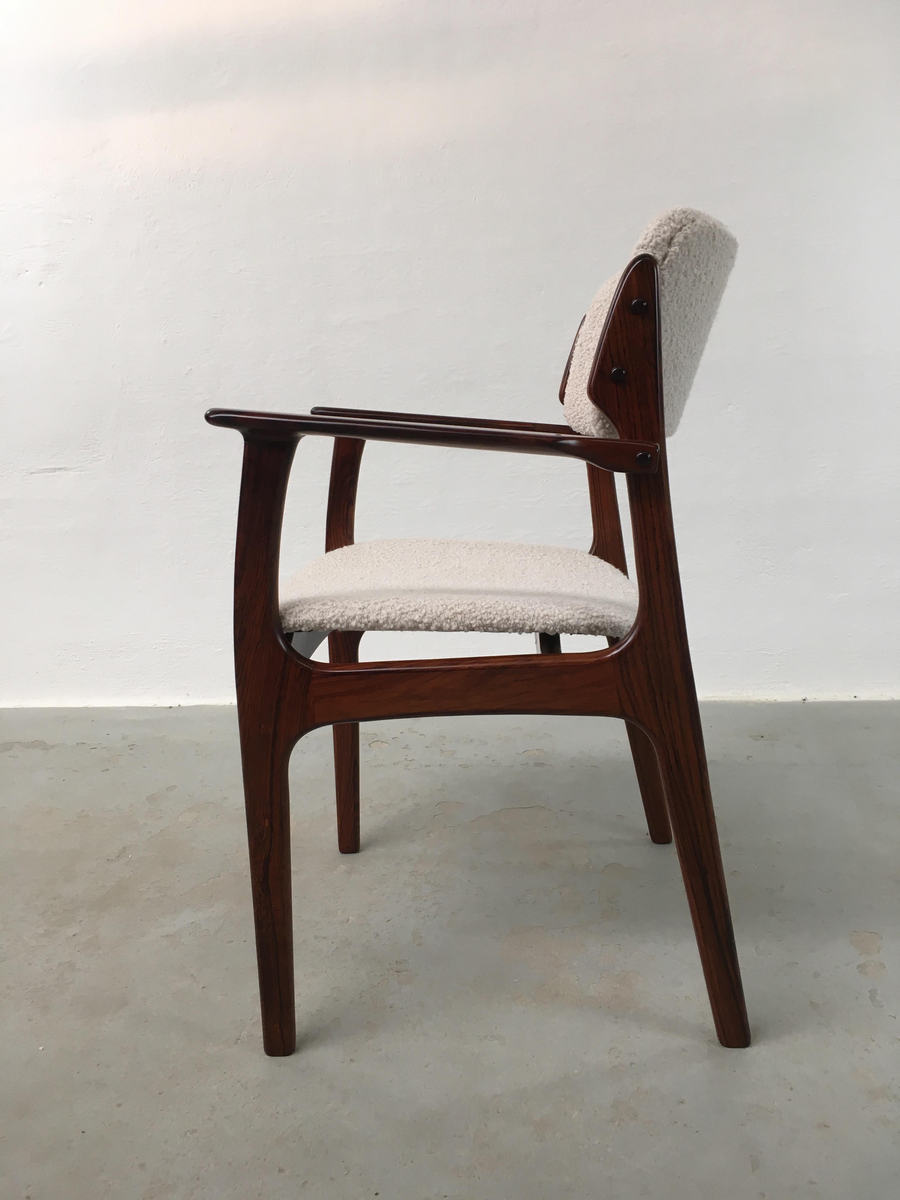 Six Fully Restored Erik Buch Rosewood Dining Chairs, Custom Reupholstery For Sale 7