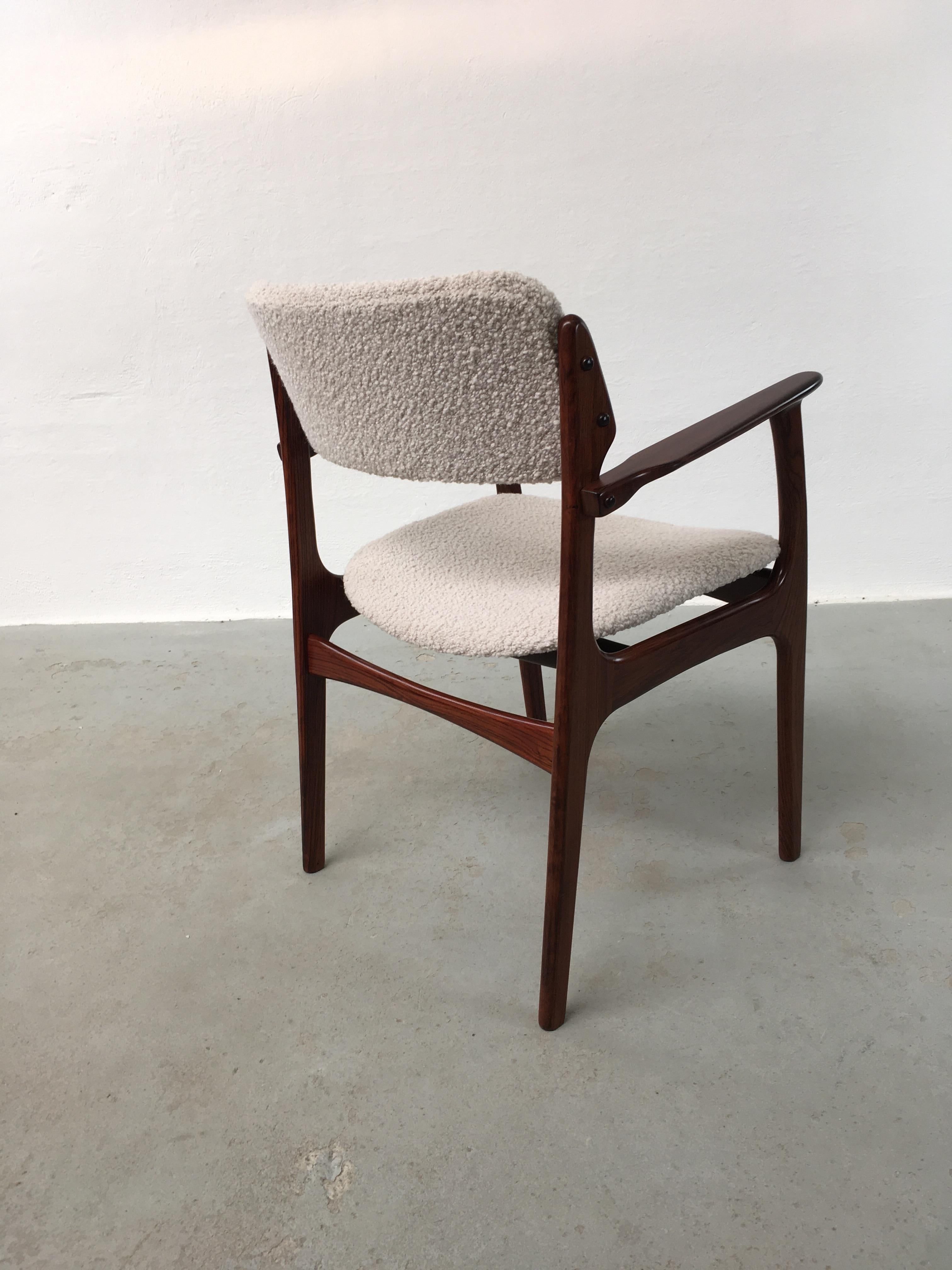 Six Fully Restored Erik Buch Rosewood Dining Chairs, Custom Reupholstery For Sale 10