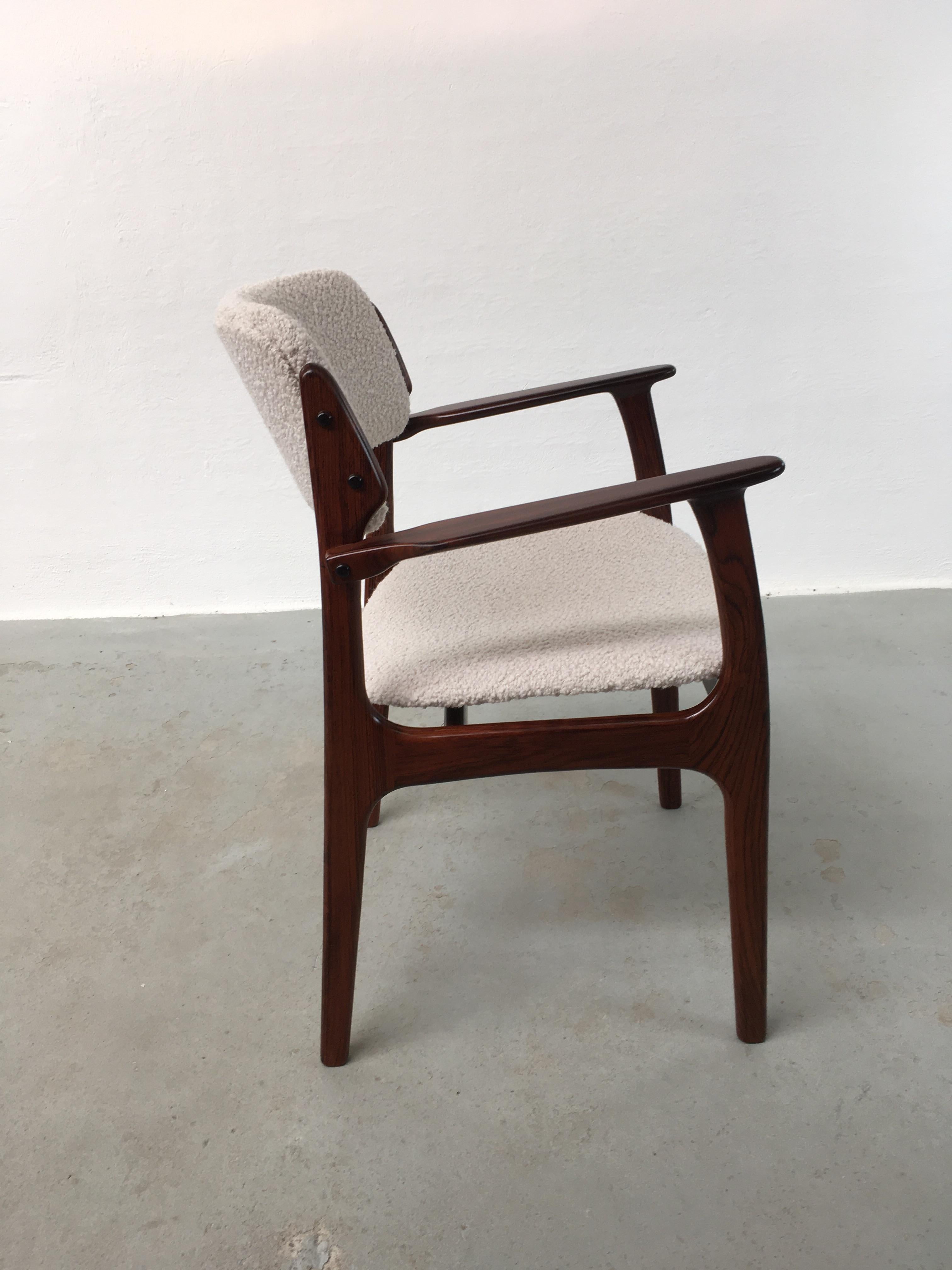Six Fully Restored Erik Buch Rosewood Dining Chairs, Custom Reupholstery For Sale 11
