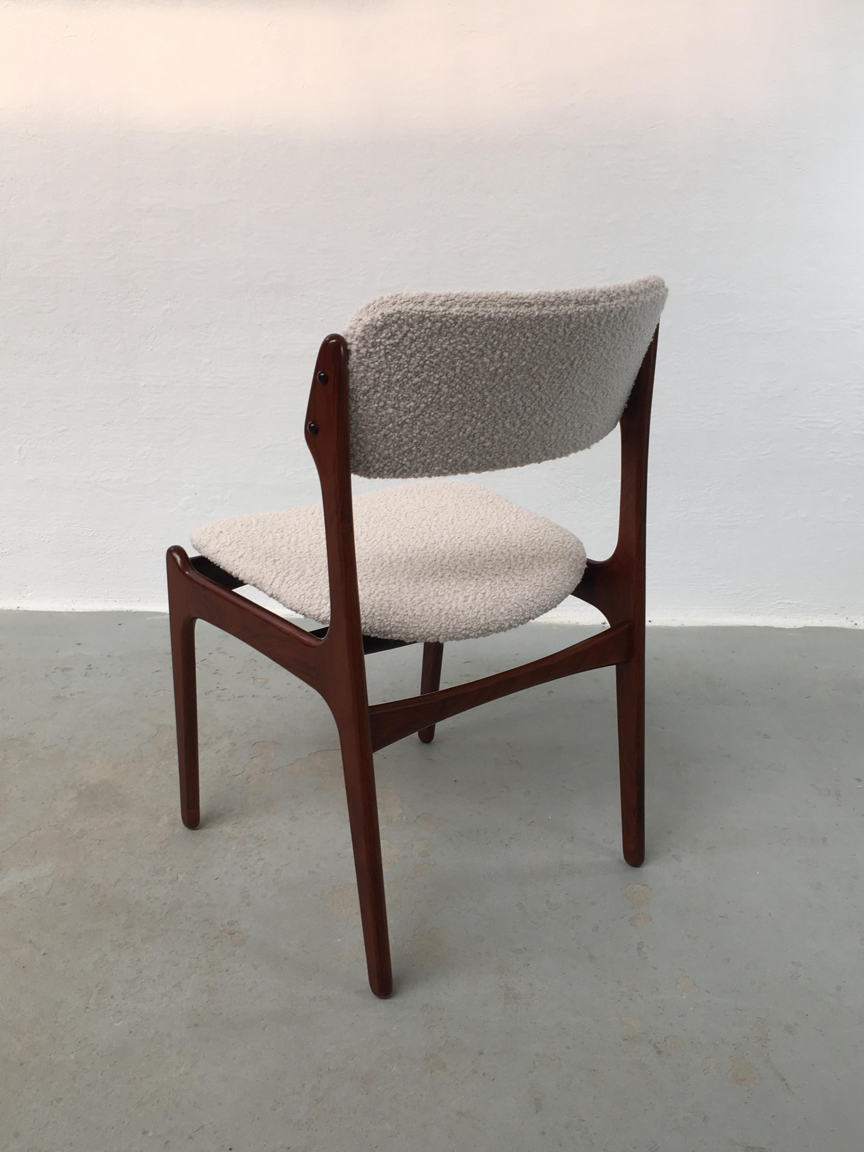 Mid-20th Century Six Fully Restored Erik Buch Rosewood Dining Chairs, Custom Reupholstery For Sale