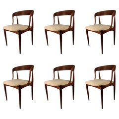 Six Fully Restored Johannes Andersen Dining Chairs in Teak Custom Upholstery
