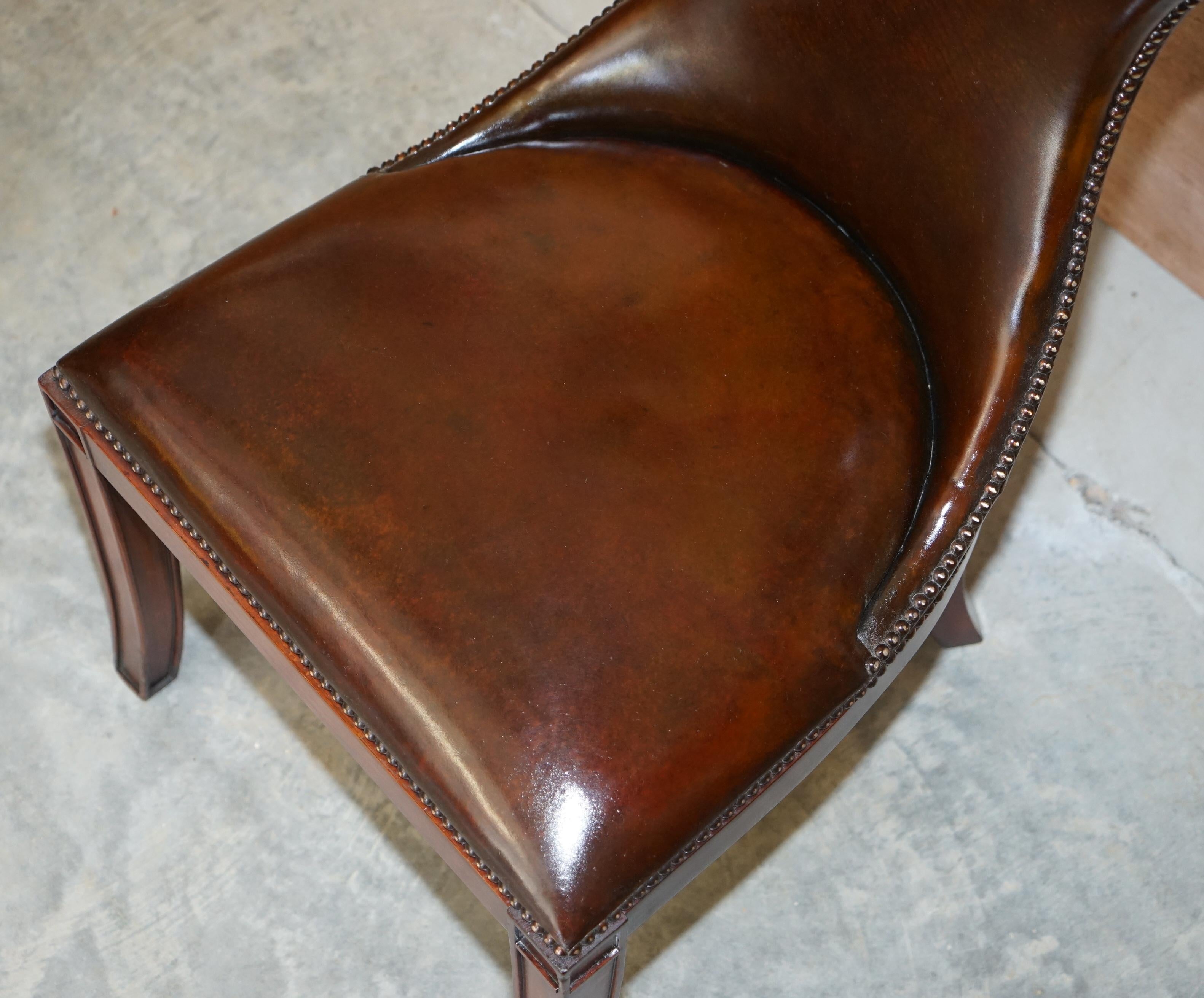 Six Fully Restored Ralph Lauren Cigar Brown Leather Dining Chairs 1