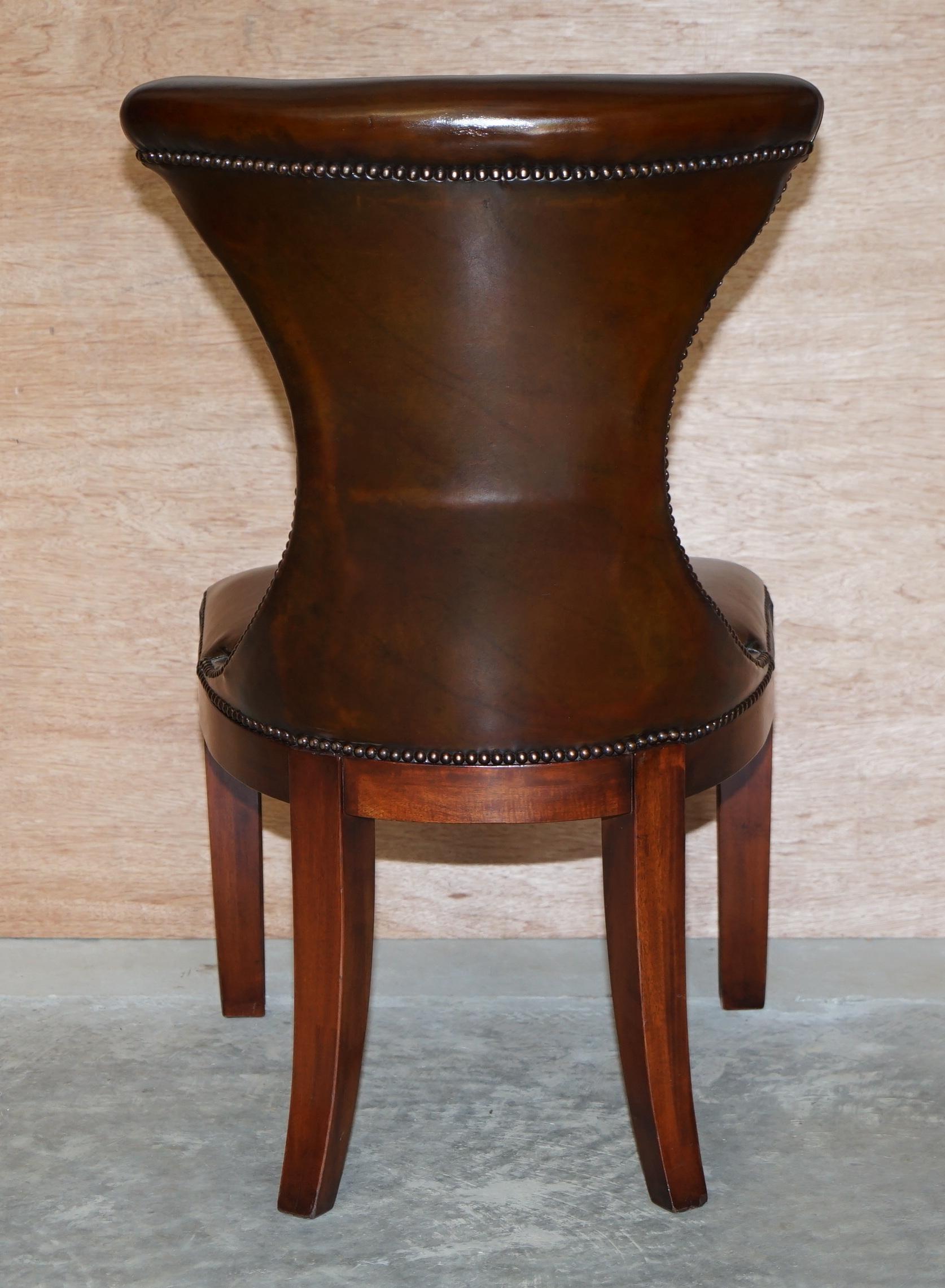 Six Fully Restored Ralph Lauren Cigar Brown Leather Dining Chairs 10