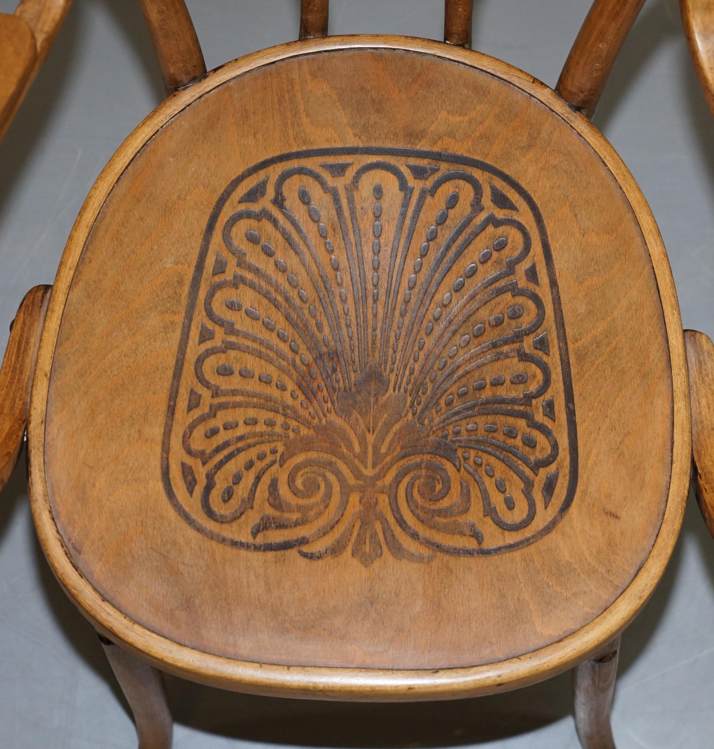 Early 20th Century Six Fully Stamped circa 1900 Mundus J&J Jacob & Josef Kohn Bentwood Armchairs