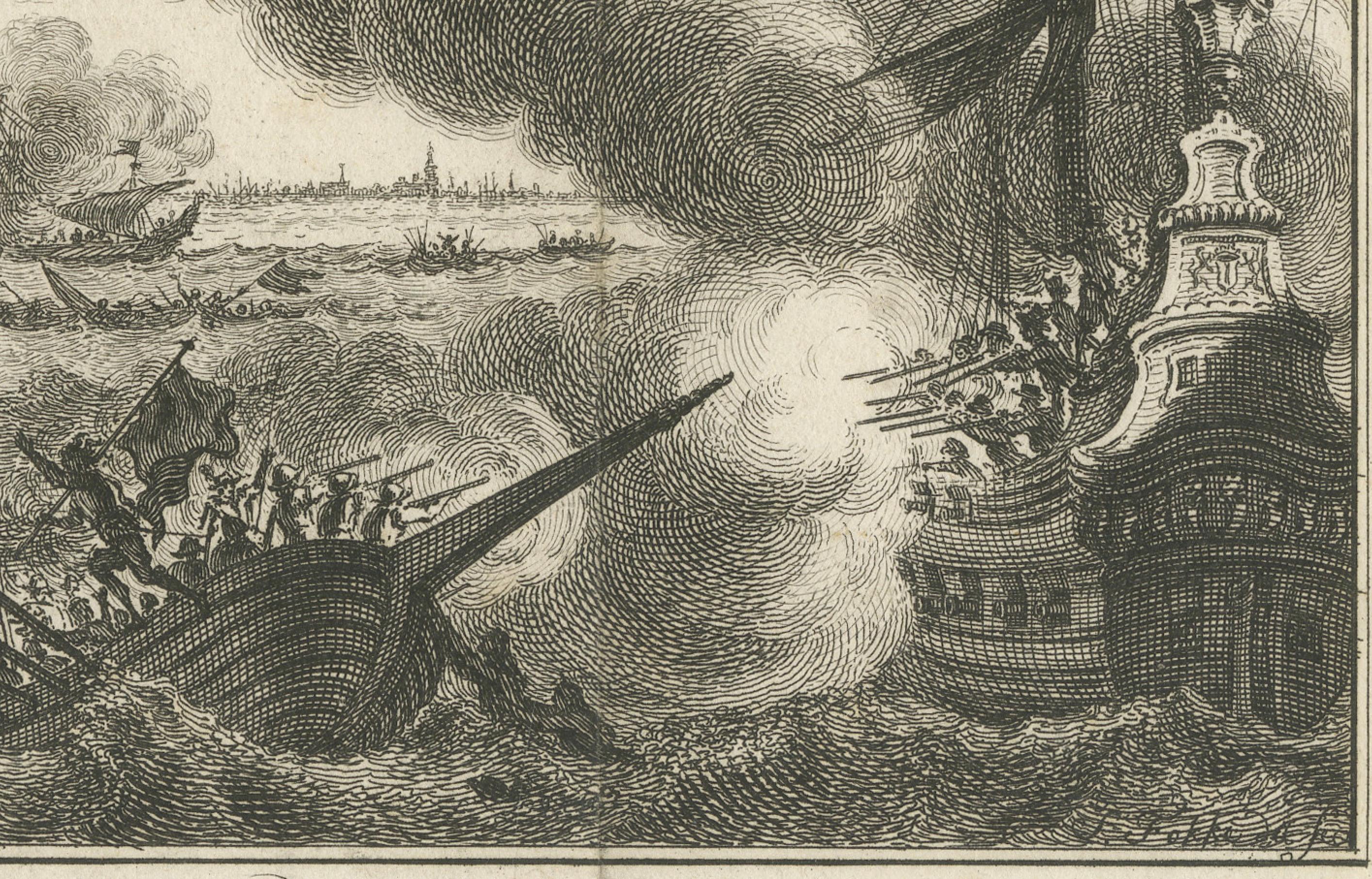 Inciso Sei galee affondate dalla flotta olandese nel 1602: una drammatica vittoria navale, 1750 ca. in vendita