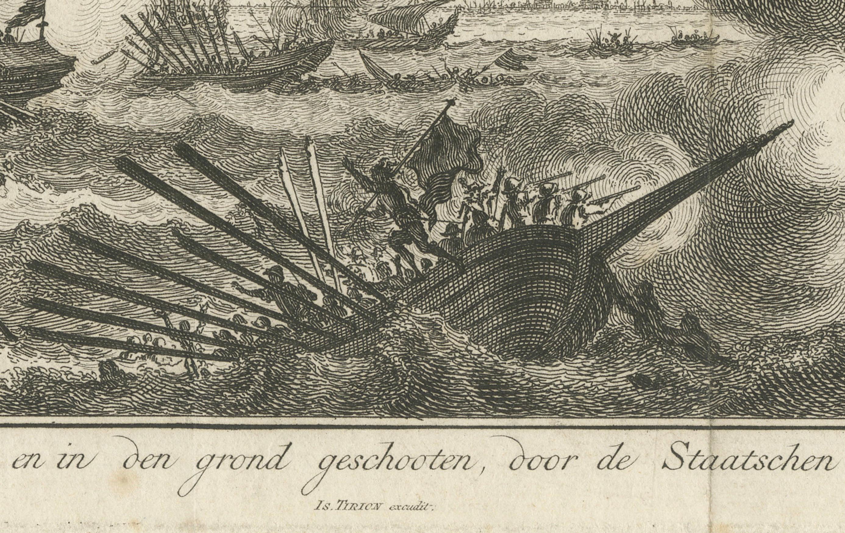 Sei galee affondate dalla flotta olandese nel 1602: una drammatica vittoria navale, 1750 ca. In condizioni buone in vendita a Langweer, NL