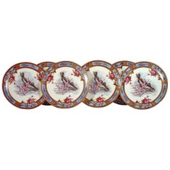 Six Garfield Pottery Earthenware Plates with Fish, Wood & Hulme