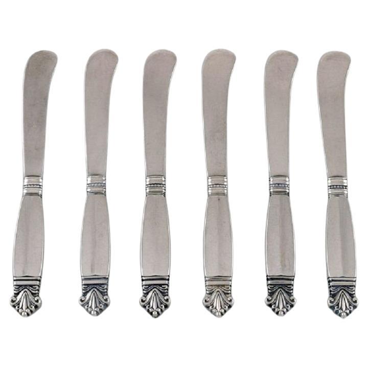 Six Georg Jensen Acanthus Butter Knives in Sterling Silver