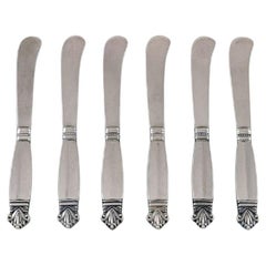 Vintage Six Georg Jensen Acanthus Butter Knives in Sterling Silver