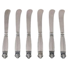 Sechs Georg Jensen-Acanthus-Buttermesser aus Sterlingsilber