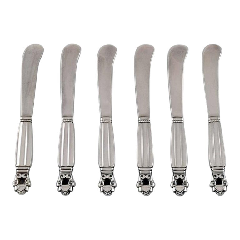 Sei coltelli da burro a ghianda di Georg Jensen in argento sterling
