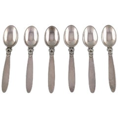 Six Georg Jensen "Cactus" Coffee Spoons in Sterling Silver