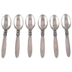 Six Georg Jensen "Cactus" Teaspoons in Sterling Silver