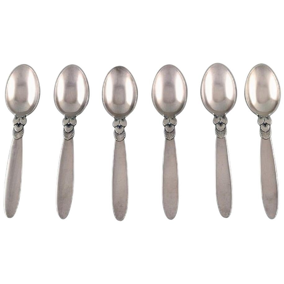 Six Georg Jensen "Cactus" Teaspoons in Sterling Silver