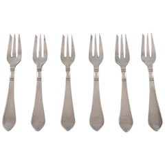 Six Georg Jensen Continental Pastry Forks in Sterling Silver