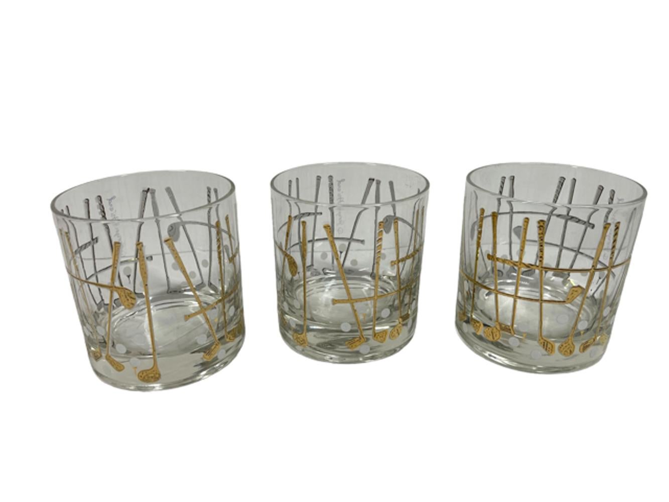 Six verres Rocks conçus par Georges Briard à motif « Golf »  Bon état - En vente à Chapel Hill, NC