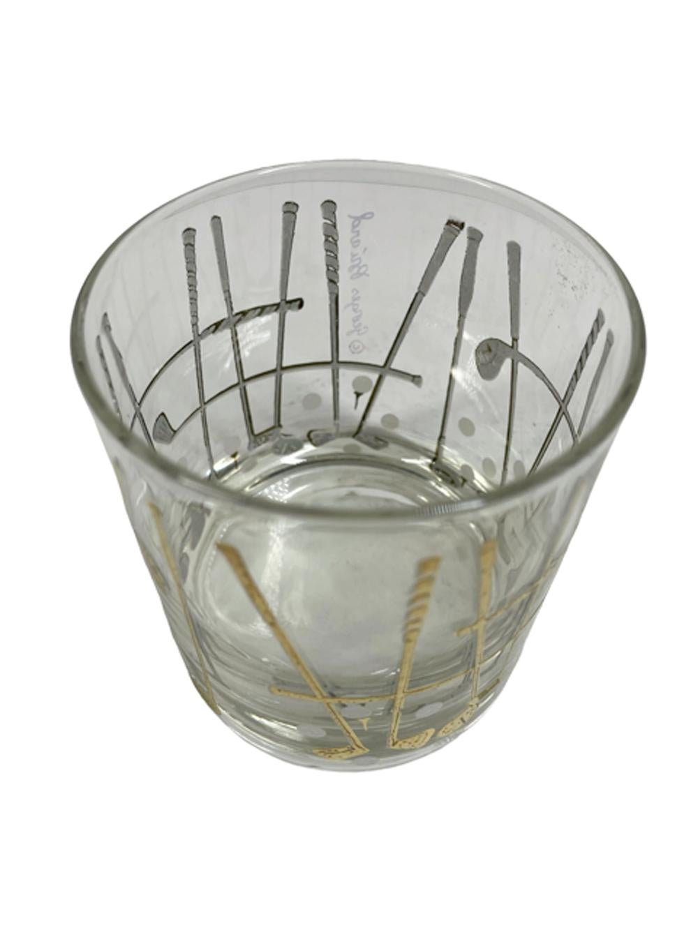 Verre Six verres Rocks conçus par Georges Briard à motif « Golf »  en vente