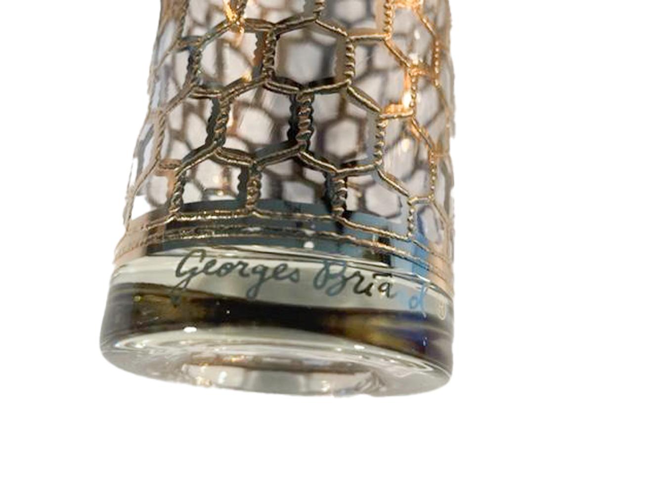 20ième siècle Six verres longs Georges Briard en or 22 carats à motif « fil » en vente