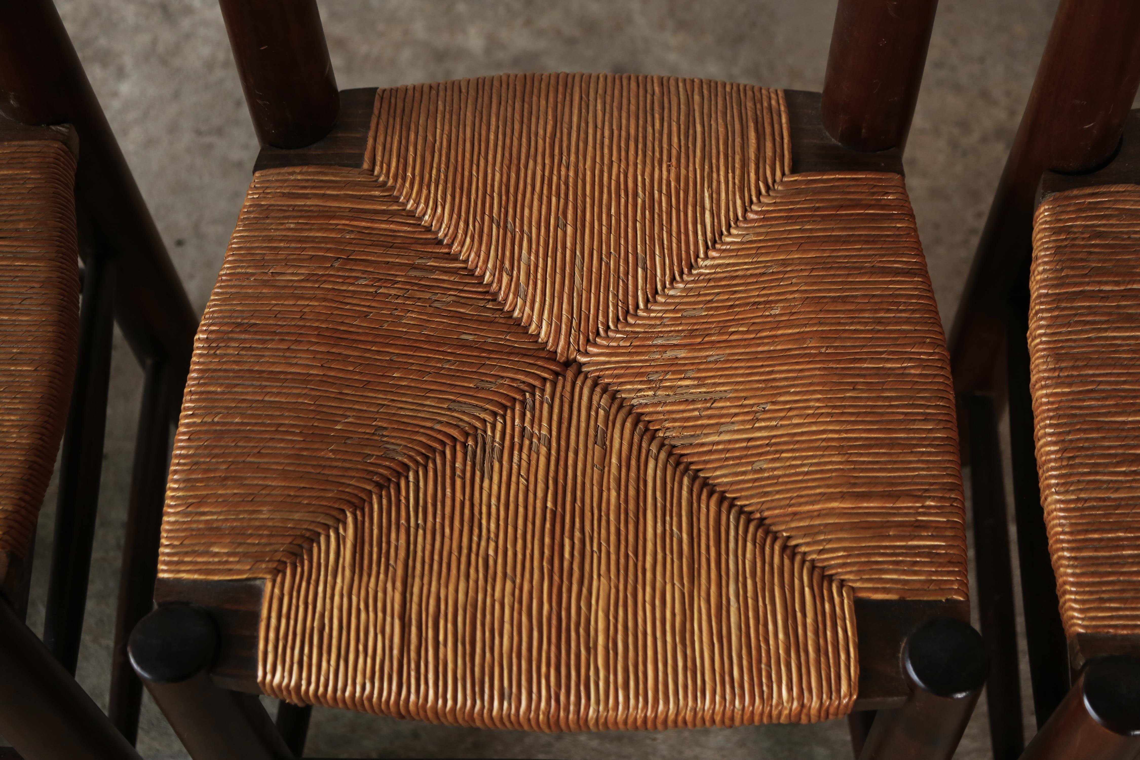 Six chaises de salle à manger Georges Robert, France, années 1960, style Charlotte Perriand en vente 5