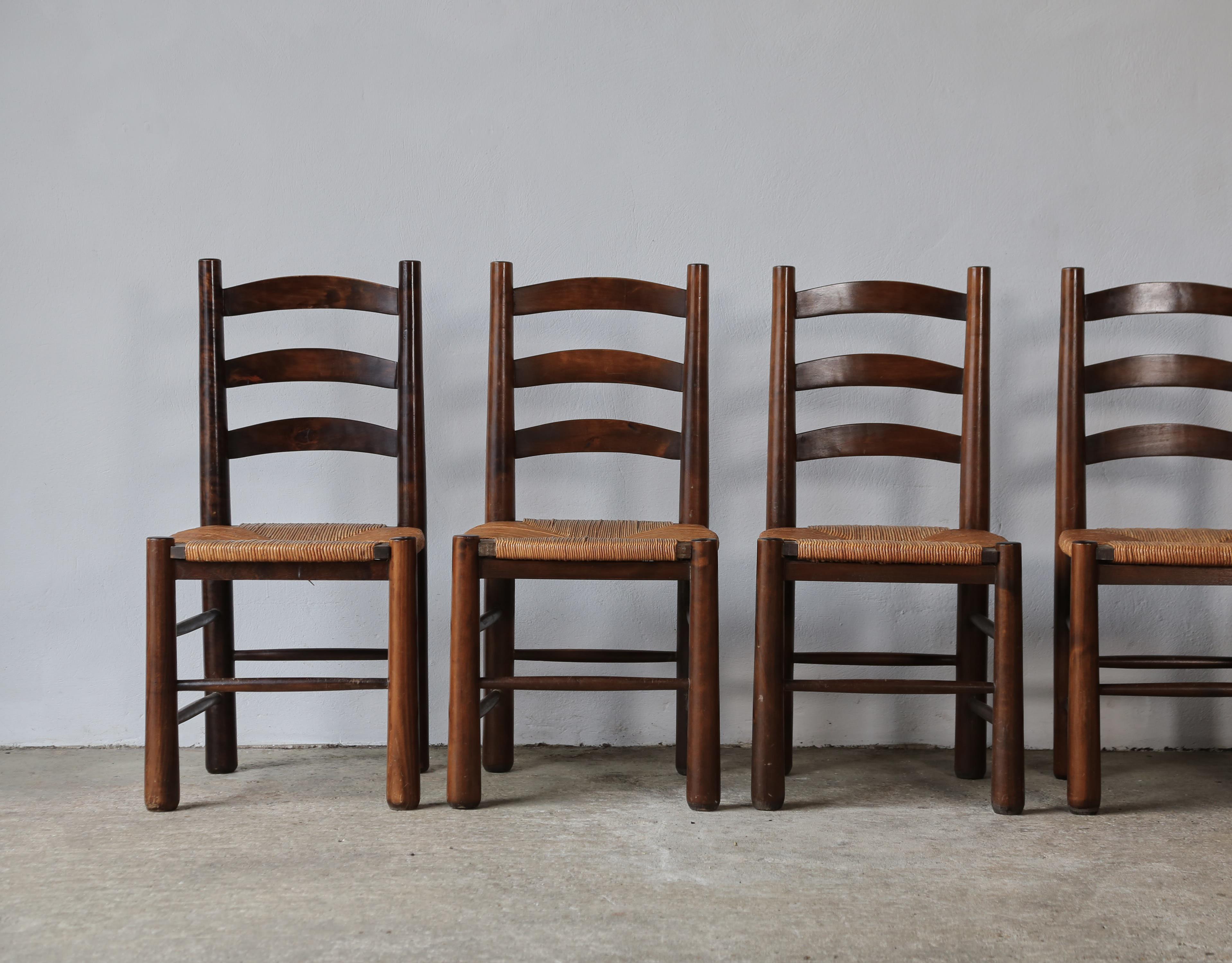 Six Georges Robert Dining Chairs, France, 1960s, Style of Charlotte Perriand For Sale 10